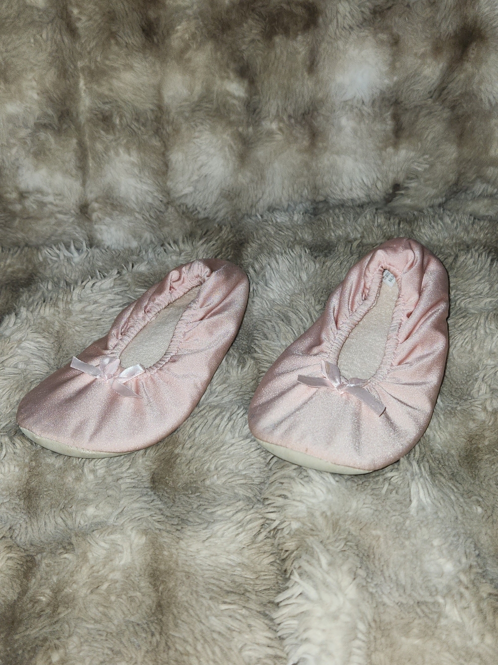 Pink Satin Ballet Slipper House Shoes